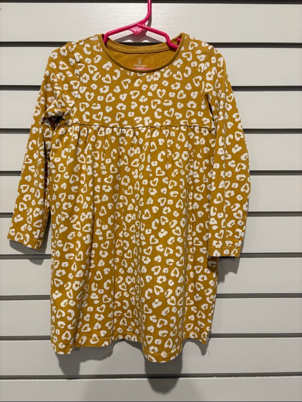 Girls' Mustard Leopard Print Long Sleeve Casual Dress